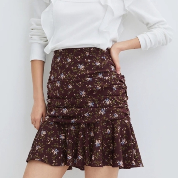 Veronica Beard Womens Taras Mini Ruched Floral Tiered Skirt Sz 16